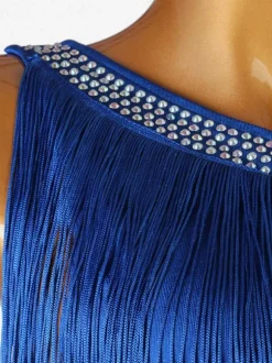 Robes de danse latine Frange Strass Layered Ruffle Femmes Latin Dancer Dancing Costume Déguisements Halloween