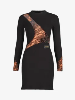 Robes de danse latine noires pour femmes ensemble asymétrique à imprimé Floral robe Sexy en Polyester Costume de danse
