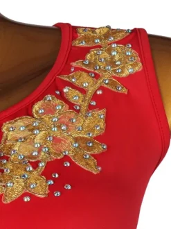 Robes de danse latine Robe Lycra Spandex pour femme rouge Costume de danse de danseuse latine