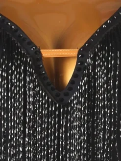 Robes de danse latine Robe noire en polyester pour femmes Vêtements de danse latine sexy