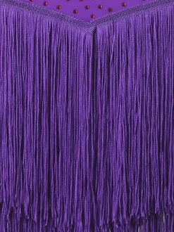 Robes de danse latine violettes pour femmes robe en lycra et spandex vêtements de danse latine à franges sexy