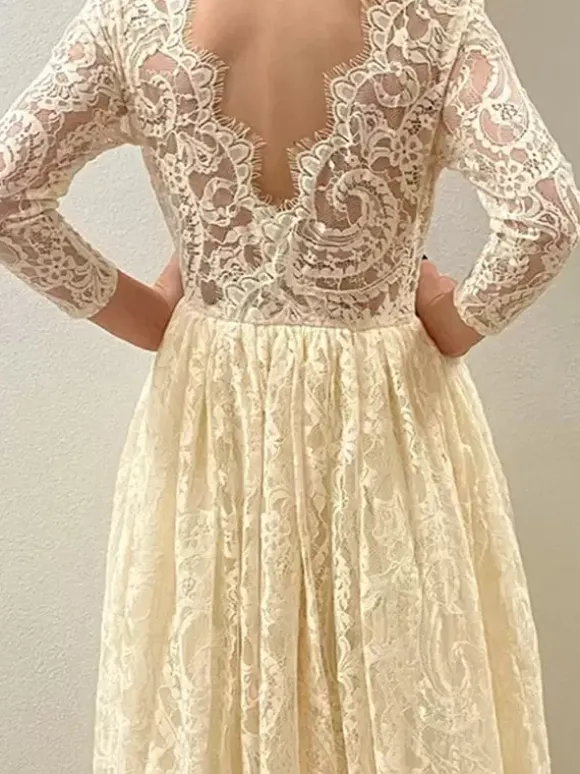 Robes de demoiselle d'honneur de mariage Robes pour occasions spéciales Manches longues blanches découpées