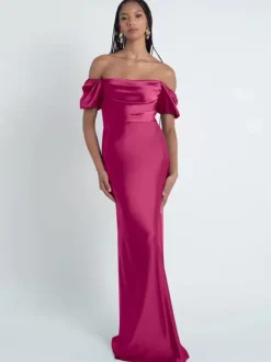 Robes de demoiselle d'honneur gaine longueur au sol fermeture éclair en tissu satiné robes formelles