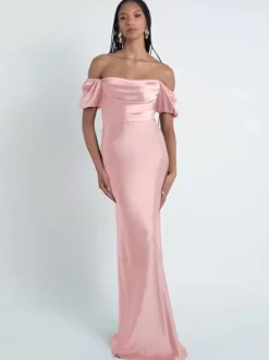 Robes de demoiselle d'honneur gaine longueur au sol fermeture éclair en tissu satiné robes formelles