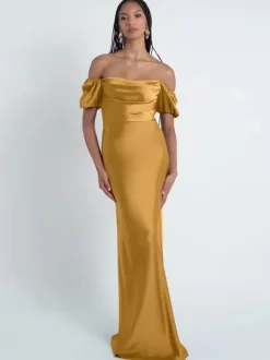 Robes de demoiselle d'honneur gaine longueur au sol fermeture éclair en tissu satiné robes formelles