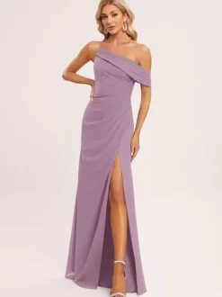 Robes de demoiselle d'honneur trapèze longueur au sol fermeture éclair en mousseline de soie robe de soirée de mariage