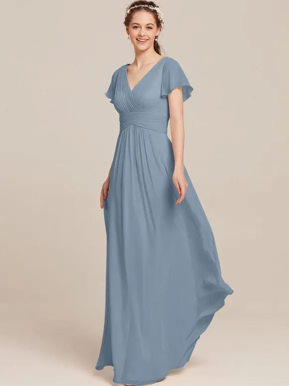 Robes de demoiselle d'honneur en mousseline de soie ligne A longueur au sol robes formelles