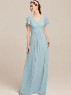 Robes de demoiselle d'honneur en mousseline de soie ligne A longueur au sol robes formelles