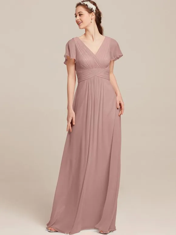 Robes de demoiselle d'honneur en mousseline de soie ligne A longueur au sol robes formelles