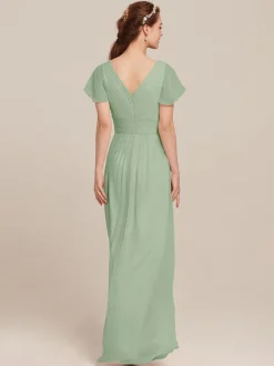 Robes de demoiselle d'honneur en mousseline de soie ligne A longueur au sol robes formelles