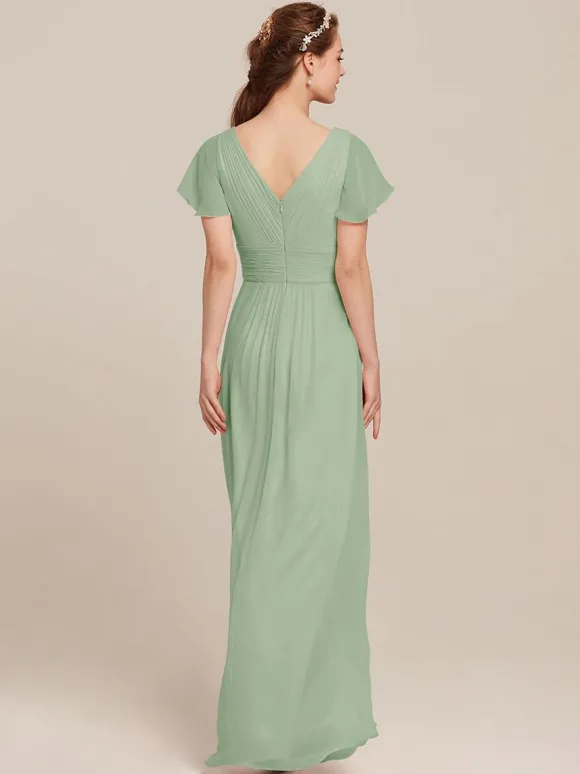 Robes de demoiselle d'honneur en mousseline de soie ligne A longueur au sol robes formelles