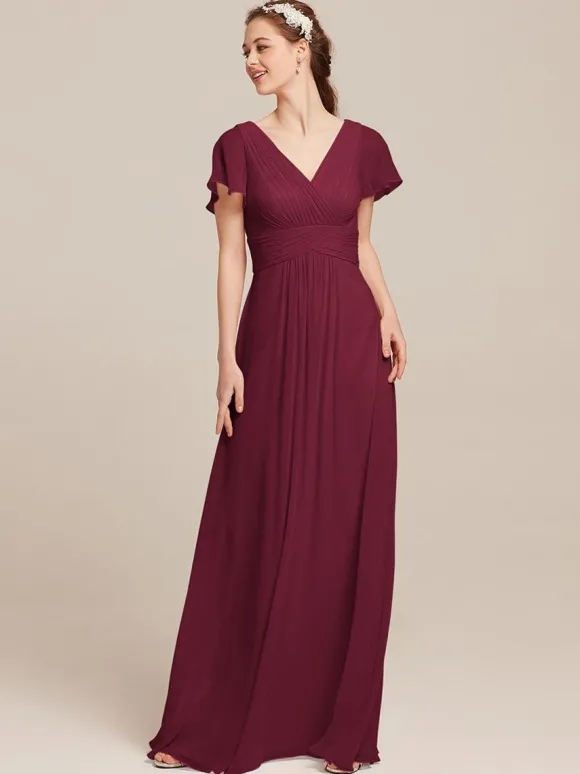 Robes de demoiselle d'honneur en mousseline de soie ligne A longueur au sol robes formelles