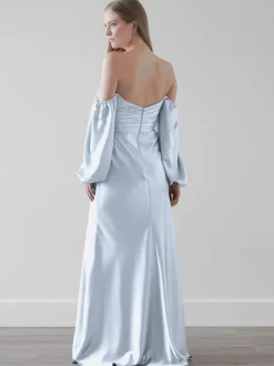 Robes de demoiselle d'honneur robe de soirée de mariage longueur au sol fermeture éclair