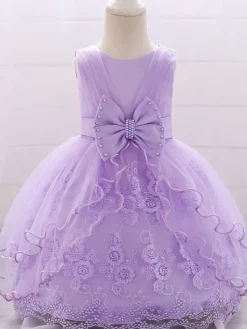 Robes de demoiselle d'honneur blanches robes d'occasion spéciale dentelle rose sans manches col bijou robes de demoiselle d'honneur
