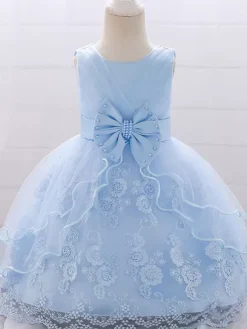 Robes de demoiselle d'honneur blanches robes d'occasion spéciale dentelle rose sans manches col bijou robes de demoiselle d'honneur
