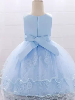 Robes de demoiselle d'honneur blanches robes d'occasion spéciale dentelle rose sans manches col bijou robes de demoiselle d'honneur