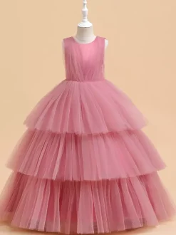 Robes de demoiselle d'honneur blanches robes d'occasion spéciale en Tulle vert foncé sans manches col bijou robes de demoiselle d'honneur