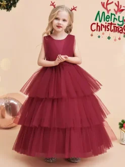 Robes de demoiselle d'honneur blanches robes d'occasion spéciale en Tulle vert foncé sans manches col bijou robes de demoiselle d'honneur