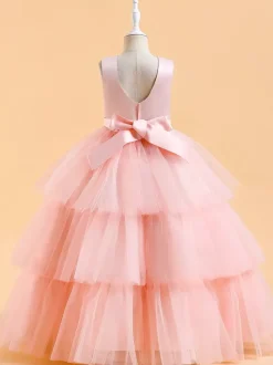 Robes de demoiselle d'honneur blanches robes d'occasion spéciale en Tulle vert foncé sans manches col bijou robes de demoiselle d'honneur