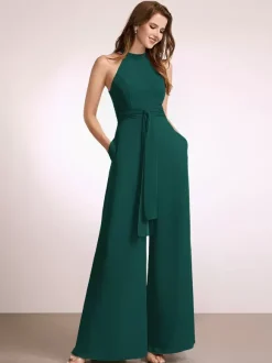Robes de demoiselle d'honneur combinaison longueur au sol fermeture éclair robe de bal en polyester