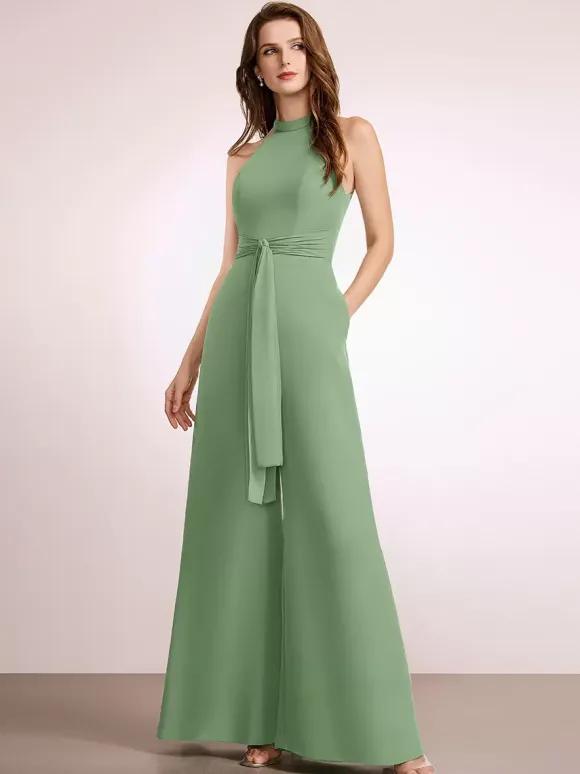 Robes de demoiselle d'honneur combinaison longueur au sol fermeture éclair robe de bal en polyester