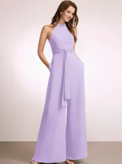 Robes de demoiselle d'honneur combinaison longueur au sol fermeture éclair robe de bal en polyester