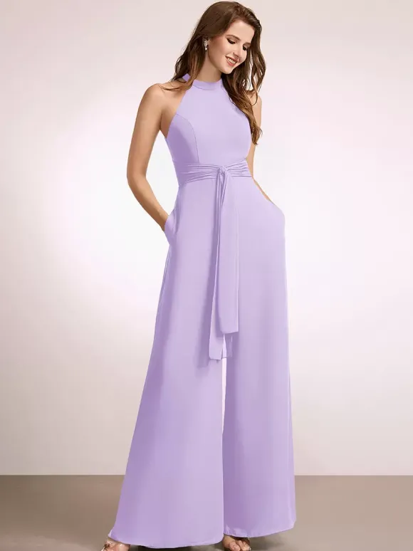 Robes de demoiselle d'honneur combinaison longueur au sol fermeture éclair robe de bal en polyester