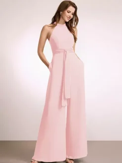 Robes de demoiselle d'honneur combinaison longueur au sol fermeture éclair robe de bal en polyester