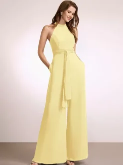 Robes de demoiselle d'honneur combinaison longueur au sol fermeture éclair robe de bal en polyester