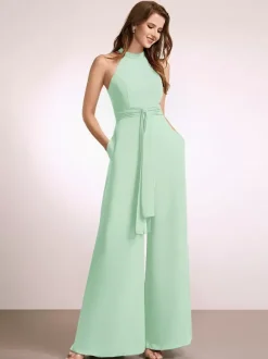 Robes de demoiselle d'honneur combinaison longueur au sol fermeture éclair robe de bal en polyester