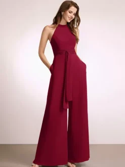 Robes de demoiselle d'honneur combinaison longueur au sol fermeture éclair robe de bal en polyester