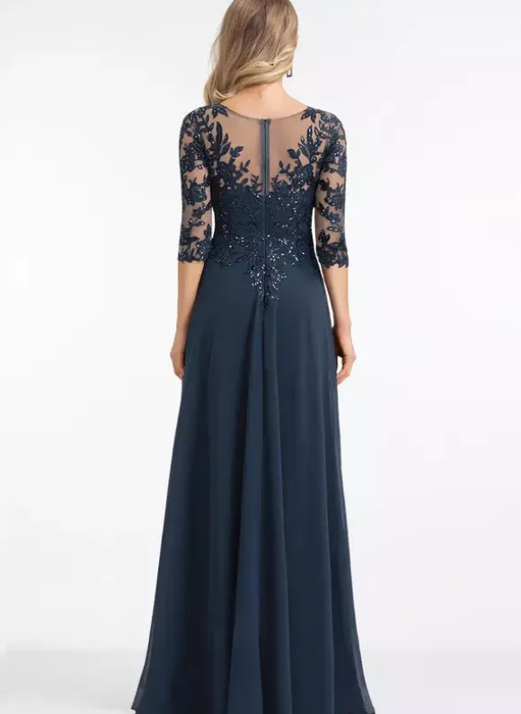 Robes de demoiselle d'honneur en mousseline de soie ligne a longueur au sol robe de soirée de mariage