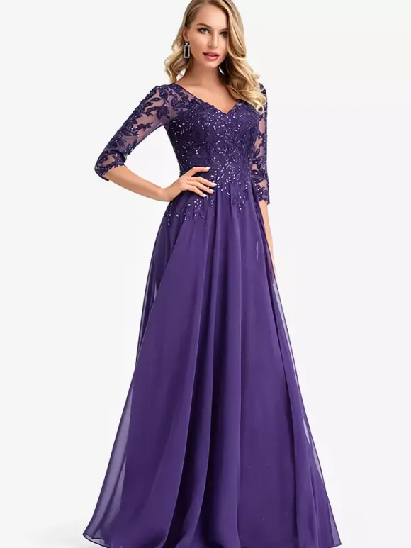 Robes de demoiselle d'honneur en mousseline de soie ligne a longueur au sol robe de soirée de mariage