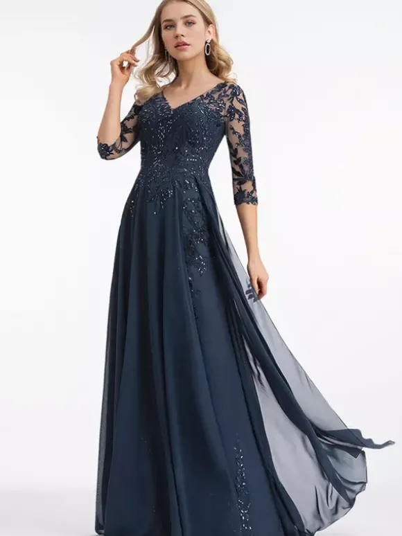 Robes de demoiselle d'honneur en mousseline de soie ligne a longueur au sol robe de soirée de mariage