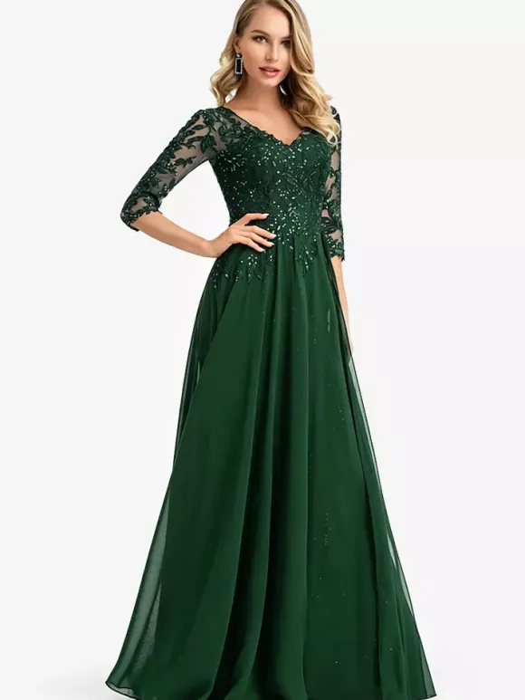 Robes de demoiselle d'honneur en mousseline de soie ligne a longueur au sol robe de soirée de mariage