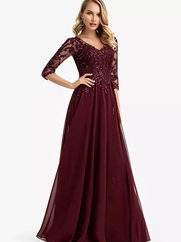 Robes de demoiselle d'honneur en mousseline de soie ligne a longueur au sol robe de soirée de mariage
