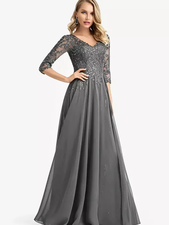 Robes de demoiselle d'honneur en mousseline de soie ligne a longueur au sol robe de soirée de mariage