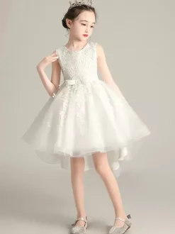 Robes de demoiselle d'honneur de mariage Robes d'occasion spéciale Dentelle rose pâle sans manches