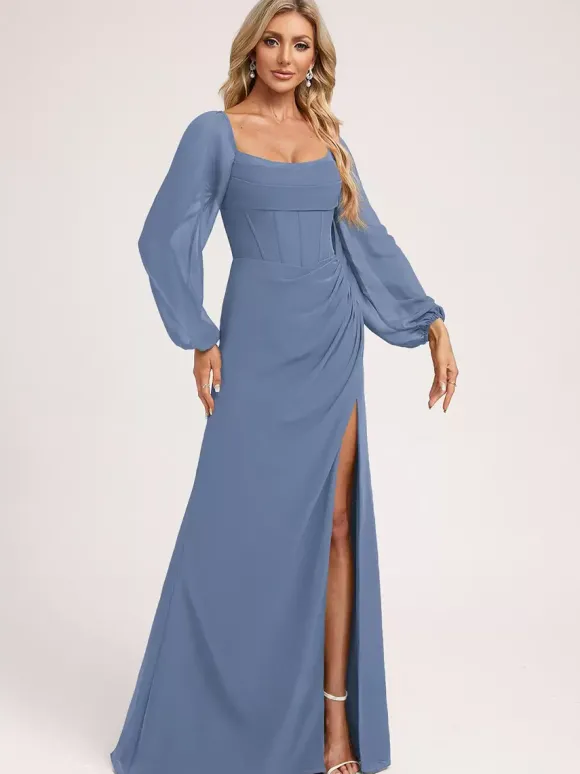 Robes de demoiselle d'honneur en mousseline de soie robe de bal longueur au sol robe de bal