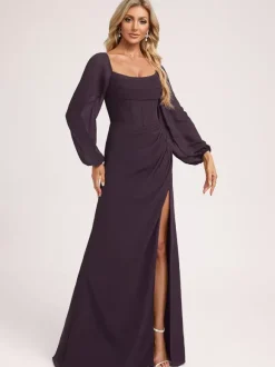 Robes de demoiselle d'honneur en mousseline de soie robe de bal longueur au sol robe de bal