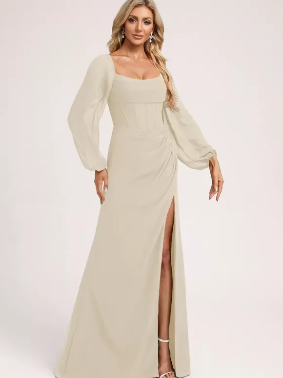 Robes de demoiselle d'honneur en mousseline de soie robe de bal longueur au sol robe de bal