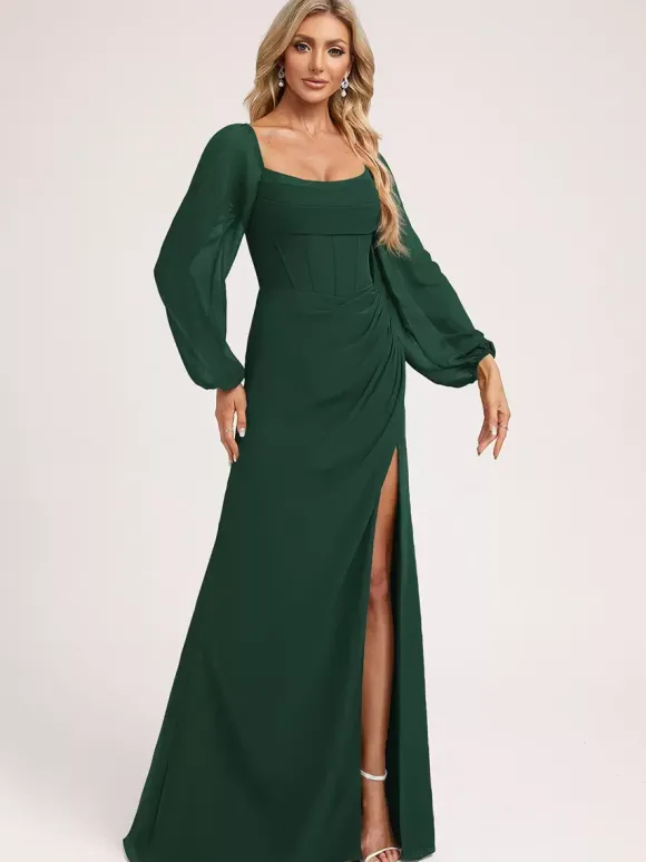 Robes de demoiselle d'honneur en mousseline de soie robe de bal longueur au sol robe de bal