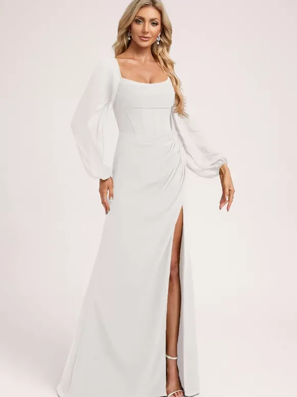 Robes de demoiselle d'honneur en mousseline de soie robe de bal longueur au sol robe de bal