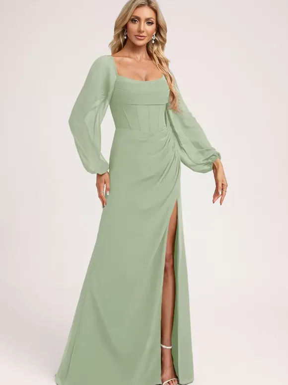 Robes de demoiselle d'honneur en mousseline de soie robe de bal longueur au sol robe de bal