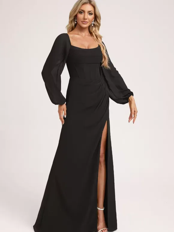 Robes de demoiselle d'honneur en mousseline de soie robe de bal longueur au sol robe de bal