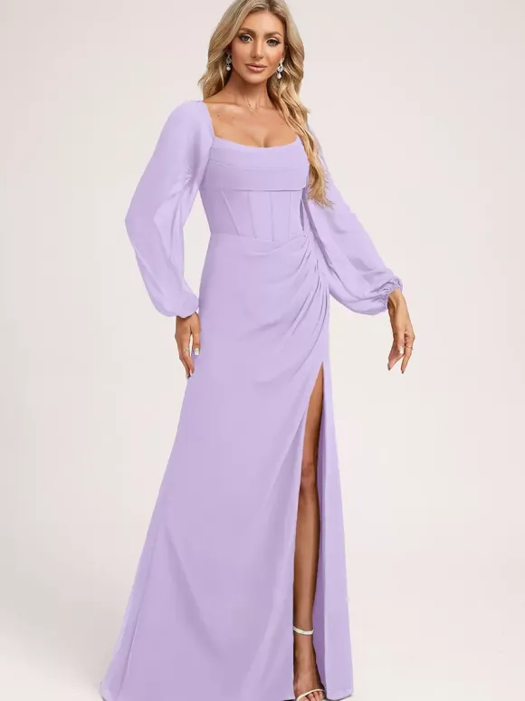 Robes de demoiselle d'honneur en mousseline de soie robe de bal longueur au sol robe de bal
