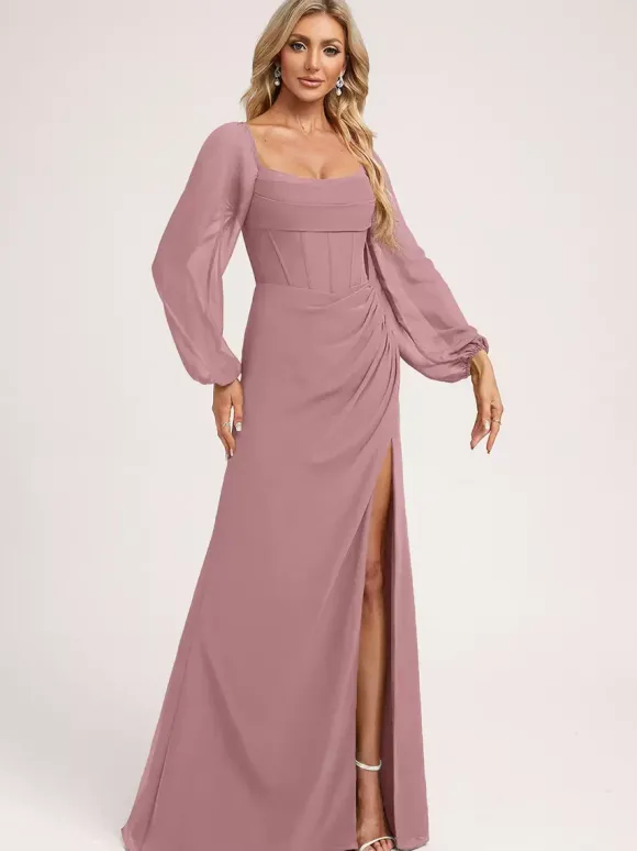 Robes de demoiselle d'honneur en mousseline de soie robe de bal longueur au sol robe de bal