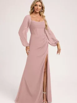 Robes de demoiselle d'honneur en mousseline de soie robe de bal longueur au sol robe de bal