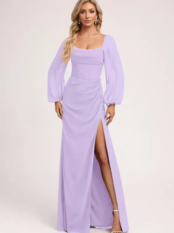 Robes de demoiselle d'honneur en mousseline de soie robe de bal longueur au sol robe de bal