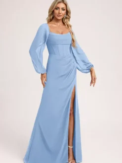 Robes de demoiselle d'honneur en mousseline de soie robe de bal longueur au sol robe de bal